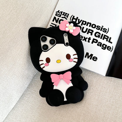 Lovely Cute 3D Cartoon Sanrio Hello Kitty Phone Case for iPhone 17 16 15 14 13 12 Pro Max Plus Shockproof Soft Silicone Cover