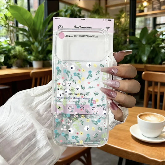Full Clear Ditsy Floral Phone Case, White Blue Yellow Tiny Flower Print TPU Protective Cover, Fresh Cottagecore Aesthetic Shockproof Shell For iPhone 17 16 15 14 13 Pro Max
