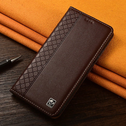 Napa Inner Grid Genuine Leather Flip Case For Apple iPhone 12 13 14 15 16 16e 17 Pro Max Plus X XS Max XR Phone Cover Card Cases