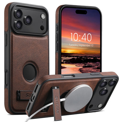 Magnetic Leather Stand Case for iPhone 17 Pro Max 17 Pro Air Cover Magnet for Mag-safe Soft Anti-knock Litchi Grain Shell Fundas