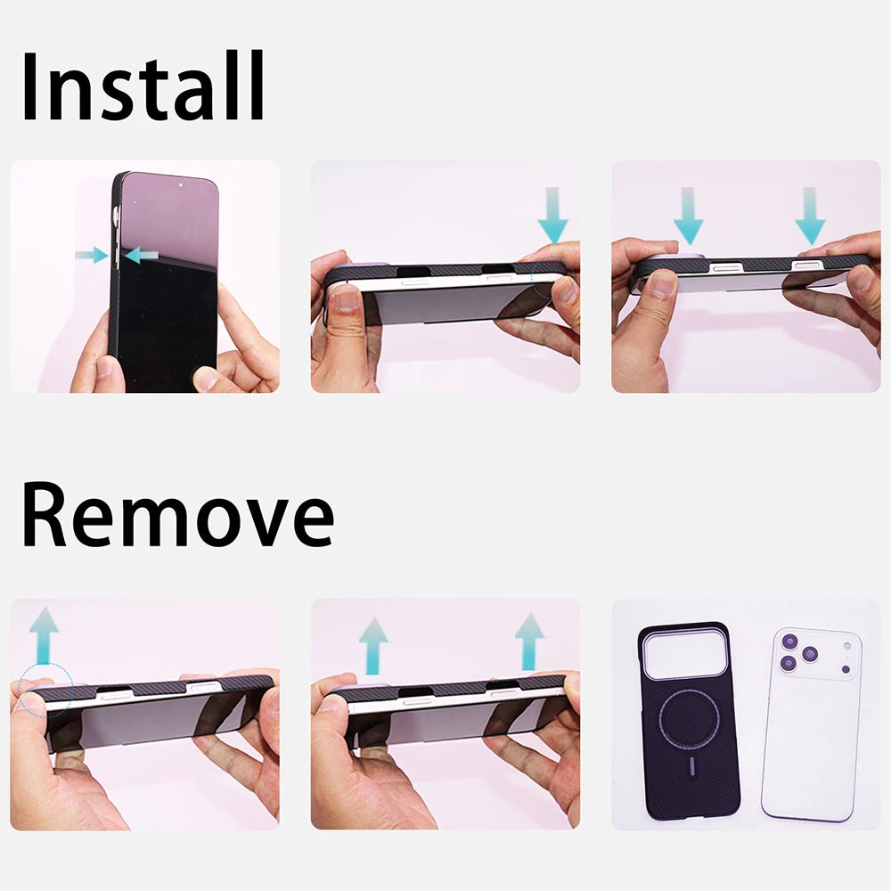Aramid Fiber Kevlar Phone Case For iPhone 17 Pro Max Ultra Thin Shockproof Lightweight Hard Cover