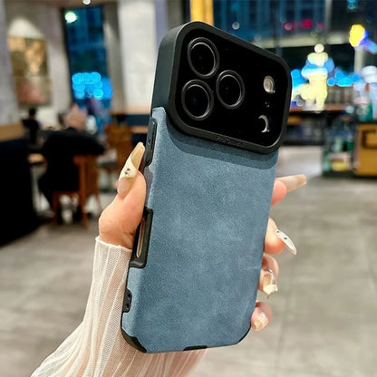 Luxury fiber leather phone case for iPhone 17 Series. Shockproof,retro matte texture