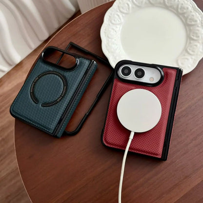 Business Luxury Leather Magnetic Case for iPhone Ultra 18 Ultra Fold With screen Borders Hinge Protection for Magsafe Cover