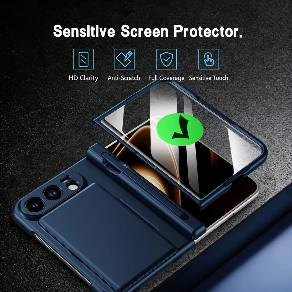 Screen Glass Film S Pen Hinge Protect Phone Case For iPhone Ultra 18 Fold Card Slot Wallet Scratch-resistant Hard Business Cover