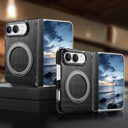 For iPhone Ultra 18 Fold Case Luxury Leather Matte Magnetic Rotating Bracket Shockproof Protection Hard Back Cover Accessories