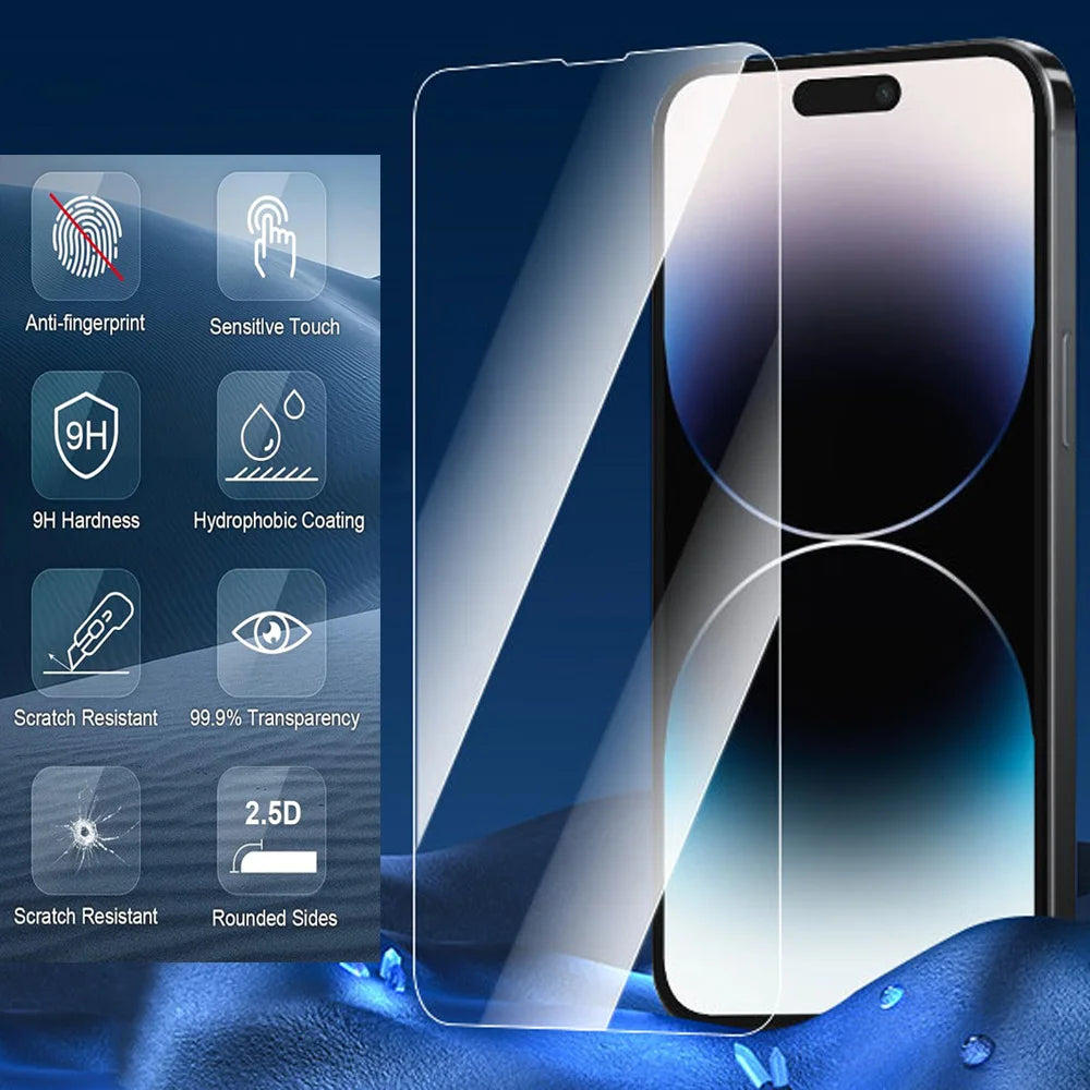 1~4Pcs Tempered Glass For iPhone 18 17 16 15 14 Pro Max Screen Protector iPhone 11 12 13 Mini Glass Film For iPhone 17 Pro