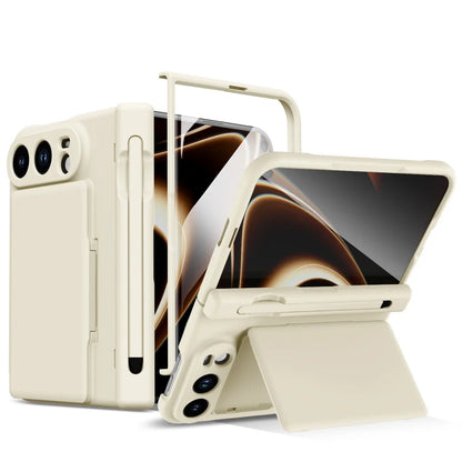 Screen Glass Film S Pen Hinge Protect Phone Case For iPhone Ultra 18 Fold Card Slot Wallet Scratch-resistant Hard Business Cover