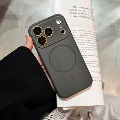 Big Window Liquid Silicone Phone Case For iPhone 17 Air 16 15 14 Plus 12 13 16 Pro Max Magsafe Official Soft Protector Cover