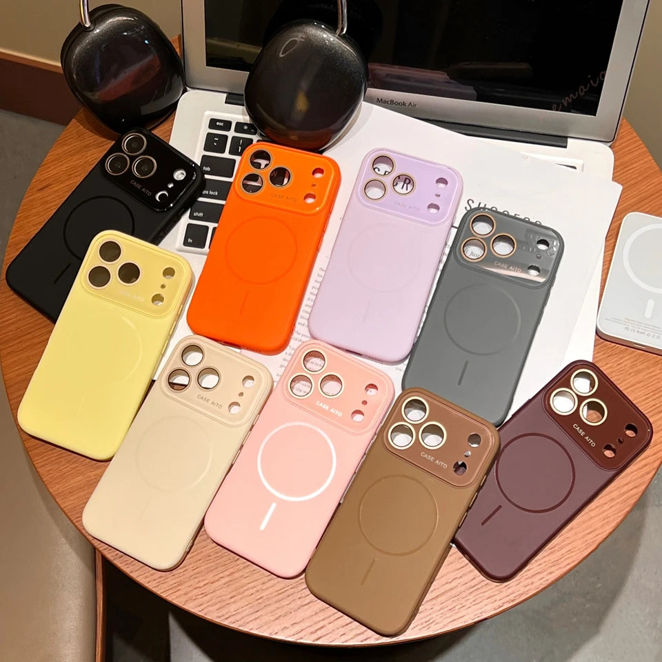 Big Window Liquid Silicone Phone Case For iPhone 17 Air 16 15 14 Plus 12 13 16 Pro Max Magsafe Official Soft Protector Cover