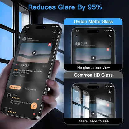 3Pcs Oleophobic Coating Dust Free Easy Installation Matte Screen Protector For iPhone 16 14 13 12 11 15 17 Pro Max XS X XR Glass