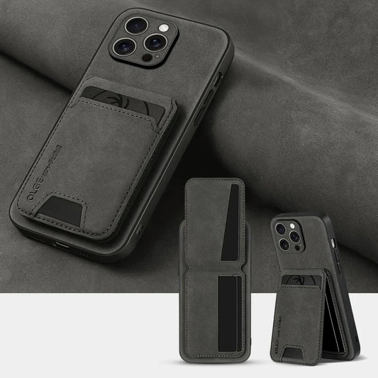Luxury leather card holder phone case For iPhone 17 16E 16 17 15 14 13 11 Pro max wallet card bag leather shockproof back cover