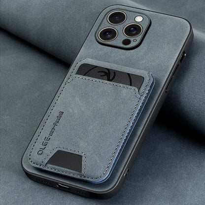 Luxury leather card holder phone case For iPhone 17 16E 16 17 15 14 13 11 Pro max wallet card bag leather shockproof back cover
