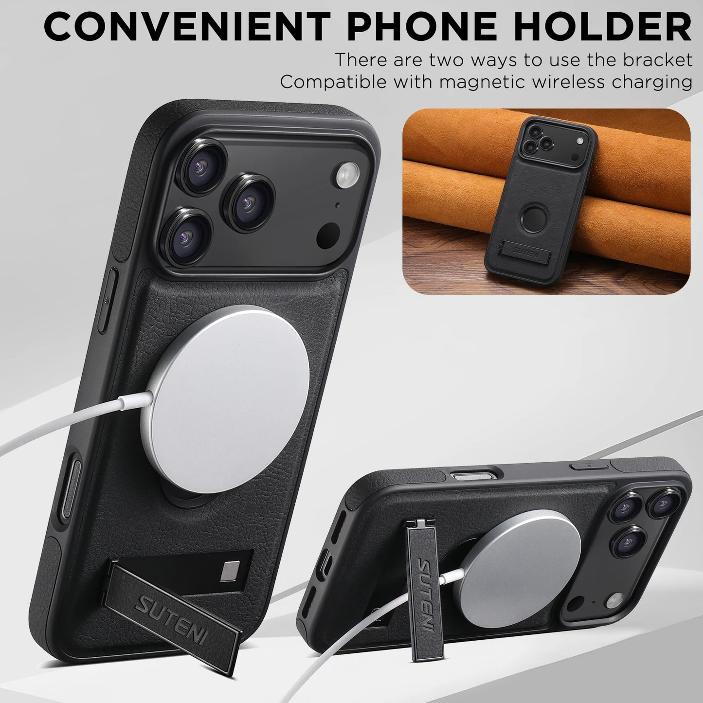 Magnetic Leather Stand Case for iPhone 17 Pro Max 17 Pro Air Cover Magnet for Mag-safe Soft Anti-knock Litchi Grain Shell Fundas