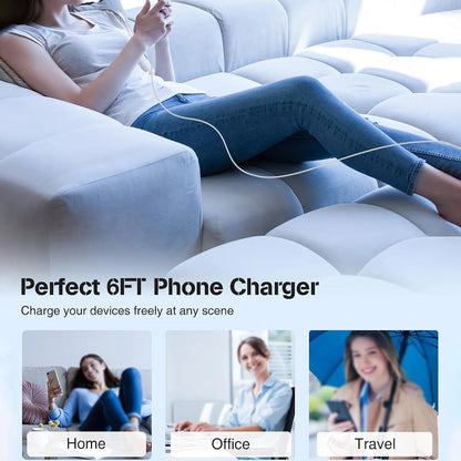 2 Set 40W PD USB C Fast Charger With 6FT Type C Cable Wall Charger Adapter Block Set For iPhone 17 17 Air 16 15 Pro Max iPad
