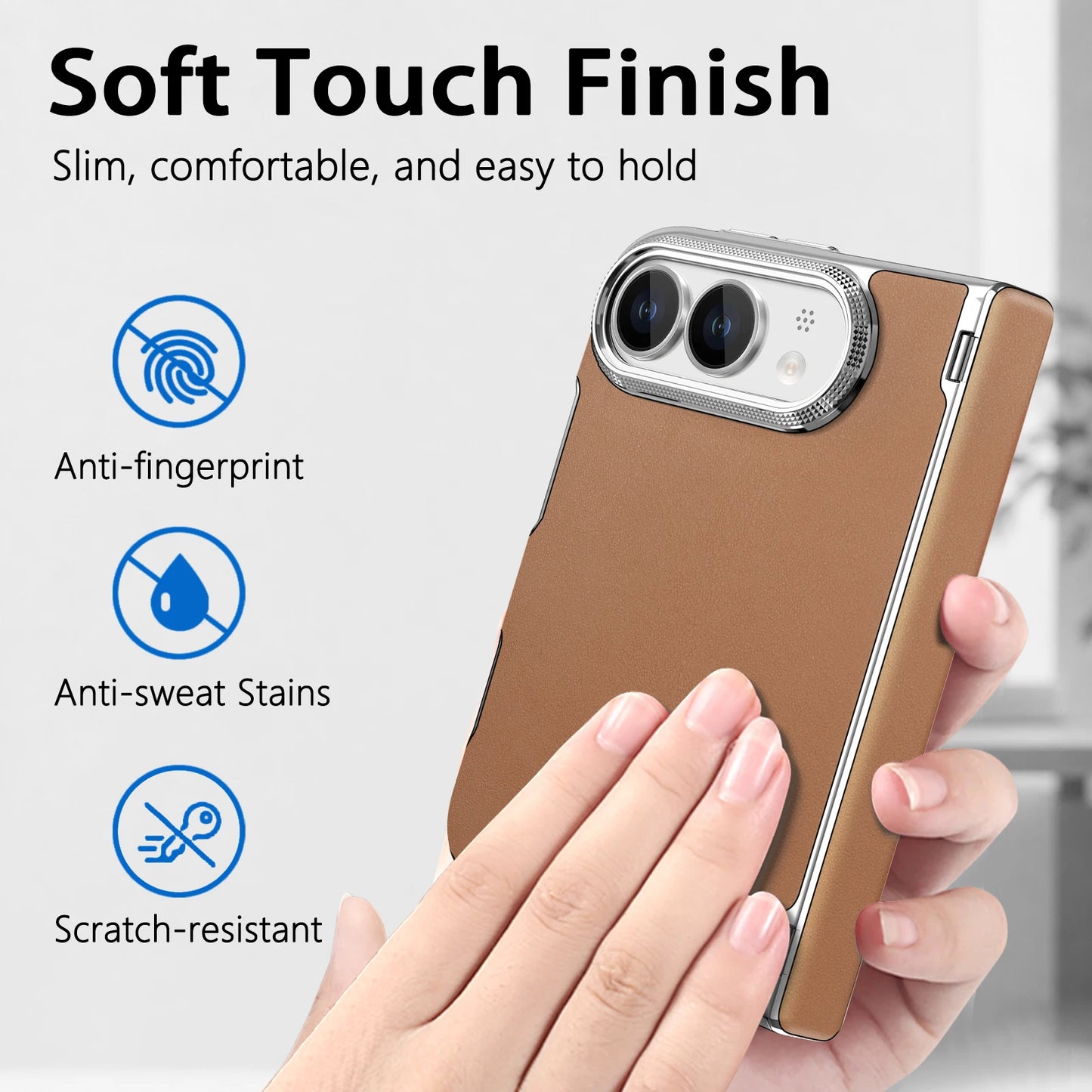 For iPhone Ultra 18 Fold Case Luxury Leather Matte Magnetic Wireless Charging Shockproof Protection Hard Back Cover Accessories