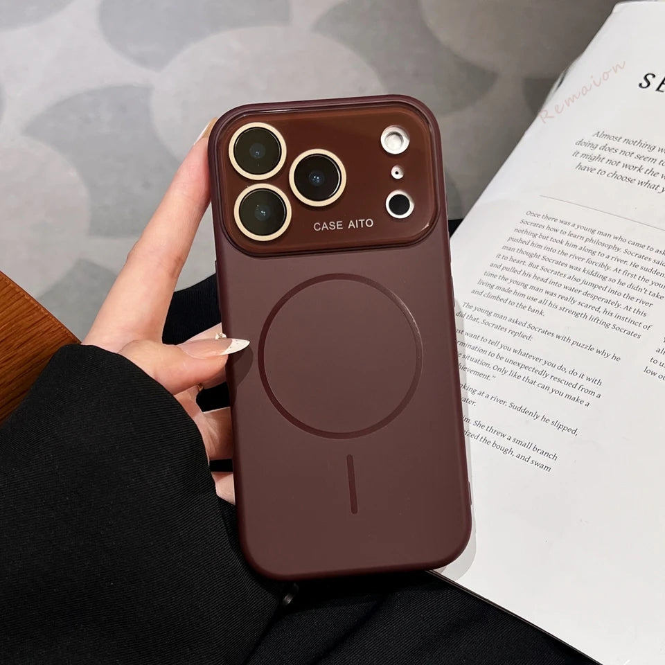 Big Window Liquid Silicone Phone Case For iPhone 17 Air 16 15 14 Plus 12 13 16 Pro Max Magsafe Official Soft Protector Cover
