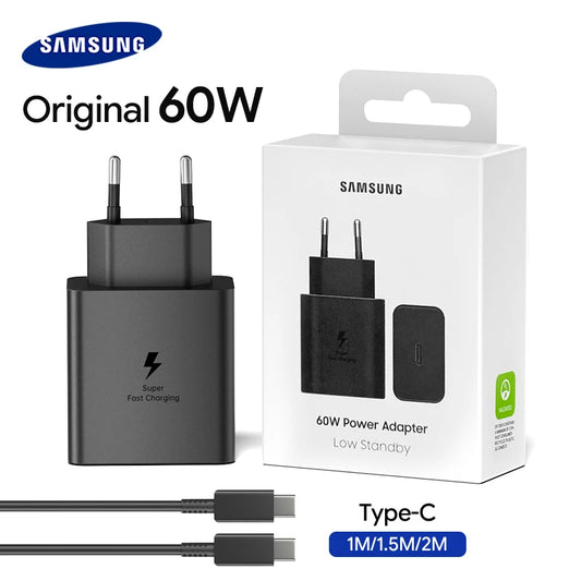 Original Samsung 60W 45W Charger Super Fast Charge EU Adapter 1.5M 2M Type C Cable S26 S25 FE S24 Ultra S23 A55 A56 for iphone