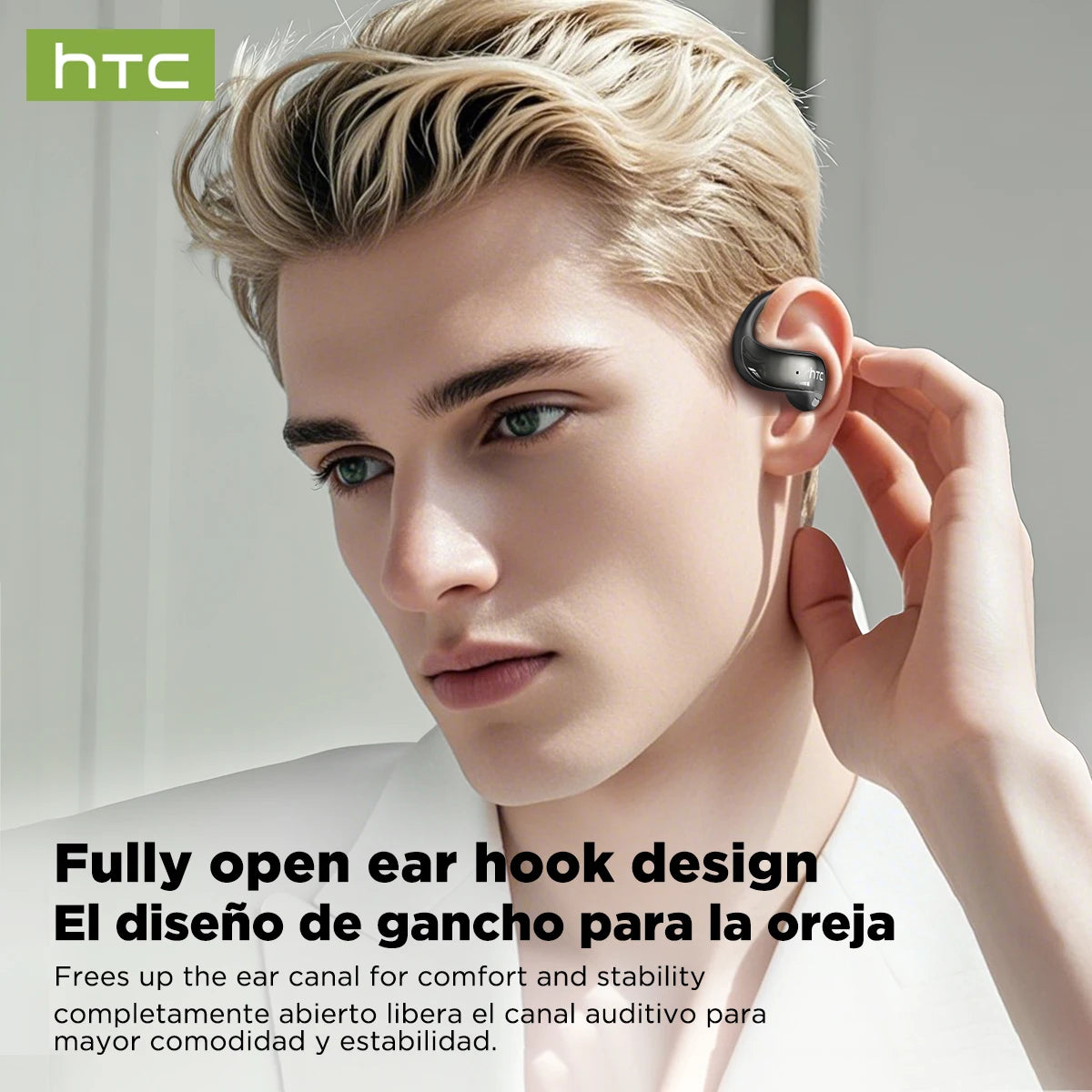 HTC Original NE19 AI Translate Bluetooth Earphones OWS Open Ear Business Travel Wireless Headphones Music Stereo Sound Earbuds