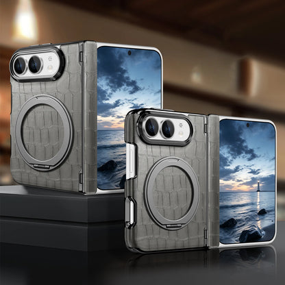 For iPhone Ultra 18 Fold Case Luxury Leather Matte Magnetic Rotating Bracket Shockproof Protection Hard Back Cover Accessories