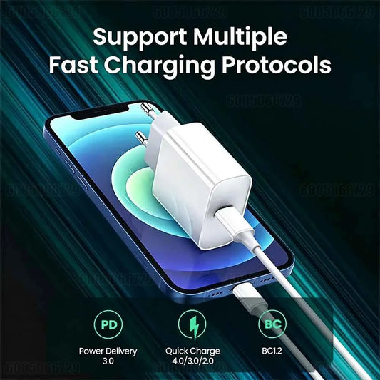 Original PD 40W For iPhone Charger USB C Chargers For iPhone 17 16 15 14 13 12 11 Pro XS Max Air Plus Type-C Fast Charging Cable