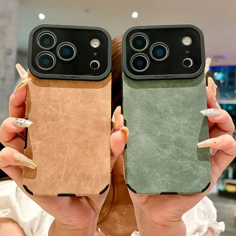 Luxury fiber leather phone case for iPhone 17 Series. Shockproof,retro matte texture