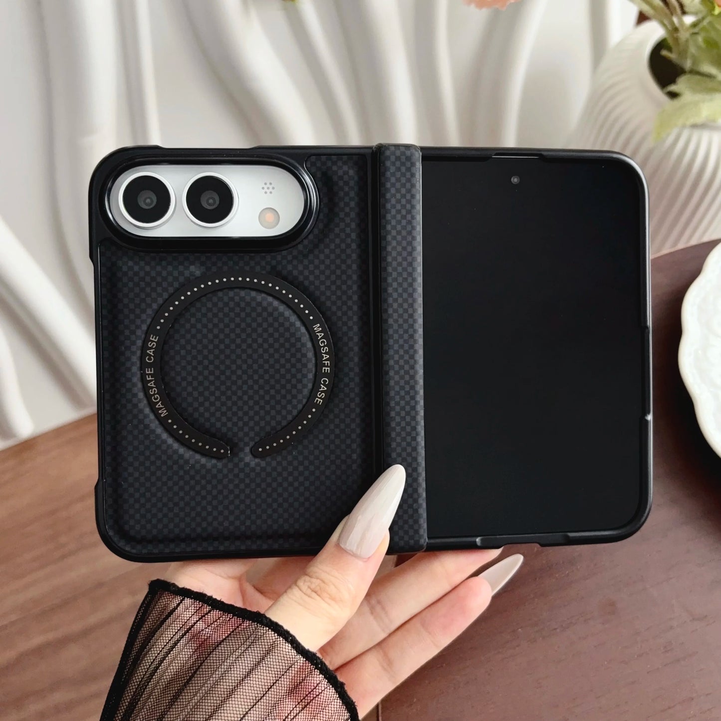 Business Luxury Leather Magnetic Case for iPhone Ultra 18 Ultra Fold With screen Borders Hinge Protection for Magsafe Cover