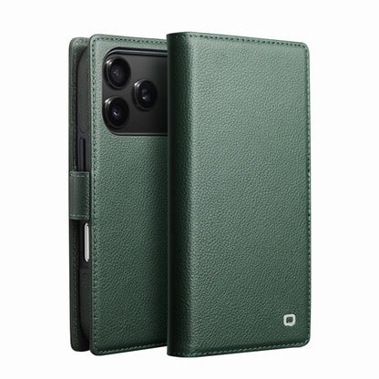 QIALINO Case for iPhone 17 Pro Genuine Leather Flip Bracket Handmade Magnetic Cover with Card Slots for iPhone 17 Pro Max/17 Air