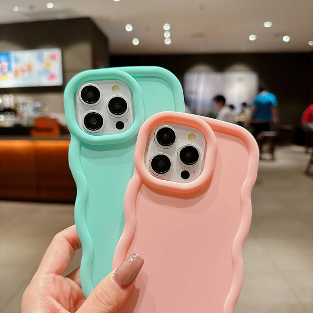 6 Pcs Wavy Edge Solid Color Soft Touch Shockproof Phone Cases, Minimalist Stylish Protective Covers Compatible with iPhone 12,13,14,15,16,17 Pro Max/Plus/Air
